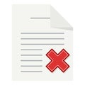 Cross Document Flat Icon Isolated on White