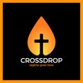 Cross Drop Logo - Christ Blood Logotype.