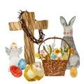 Cross egg crown rabbit Easter flower chick