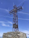 Cross at El Pienzu peak, 1160 m, Sierra del Sueve. Asturias, Spain