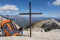 Cross erected on the peak of mountain Royalty Free Stock Photo