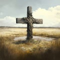 Cross in field Royalty Free Stock Photo