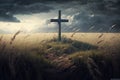 Cross in field Royalty Free Stock Photo