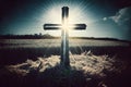 Cross in field Royalty Free Stock Photo