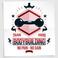 Cross fit motivation poster created with dumbbell vector element. Royalty Free Stock Photo