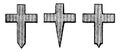 Cross Fitchy Gules have Different forms of Cross Fitchy Gules, vintage engraving