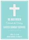 Cross and Flowers. Easter Sunday Service Christian Church Poster Template