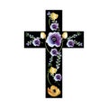 Cross of flowers watercolor by hand illustrations for the church religious brochures Easter Christianity and Baptism