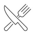 Cross fork and spoon line icon Kitchen utensil