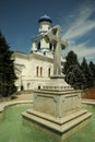 Cross - a fountain in orthodox laurels