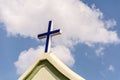 The cross in the front of a church