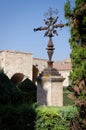 Cross in the gardens of Plaza de Amayuelas at the back of the Cathedral of Ciudad Rodrigo, Salamanca, Spain