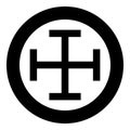 Cross gibbet resembling hindhead Cross monogram Religious cross icon in circle round black color vector illustration flat style Royalty Free Stock Photo