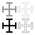 Cross gibbet resembling hindhead Cross monogram Religious cross icon set black color vector illustration flat style image Royalty Free Stock Photo