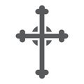 Cross glyph icon, church and religion, christian cross sign, vector graphics, a solid pattern on a white background.