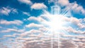 The cross of God in the rays of the sun. Royalty Free Stock Photo