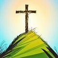 Cross on a Grass Covered Hill