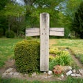 Cross on a grave in the cemetery Royalty Free Stock Photo