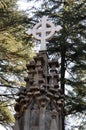 Cross Headstone Cemetery of the Church of St. John Himalaya Mountains India.