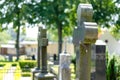 Cross headstone on grave