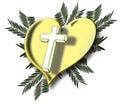 Heart with cross and olive branches, Easter, Jesus Christ, isolated. Royalty Free Stock Photo