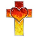 Cross with heart