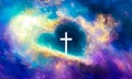 Cross in a heart of clouds symbolising Gods love for man kind Royalty Free Stock Photo