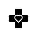 Cross and heart sign icon. Element of medical instruments icons. Premium quality graphic design icon. Signs, outline symbols colle Royalty Free Stock Photo