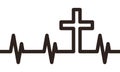 Cross heartbeat, Jesus pulse line, christianity symbol