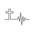 Cross Heartbeat vector, Christian design, Faith Jesus.