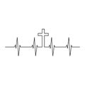 Cross Heartbeat vector, Christian design, Faith Jesus.