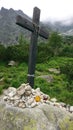 Cross. High mountains, forest in Poland, Europe, Tatra Mountains.