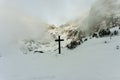 Cross in the High Tatras near Black Pond under Rysy