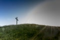 Cross on the hill above the Sanctuary of La Salette in the French Alps associated with the apparition of Our Lady