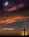 Cross on a hill . Royalty Free Stock Photo