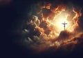 cross holly heaven crusifix jesus clouds apocalypse - ai generated Royalty Free Stock Photo