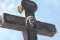 Christian cross with sculpture. City of cholula, puebla.