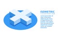 Cross icon. Isometric template for web design in flat 3D style. Vector illustration Royalty Free Stock Photo