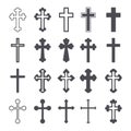 Cross icons set. Decorated crosses signs or symbols. Vector Royalty Free Stock Photo