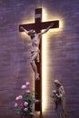 A cross with Jesus in a chapel in Rome.