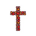 The cross of Jesus Christ, is laid decorative hearts Royalty Free Stock Photo