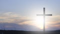 Cross of Jesus. Silhouette of a wooden cross on the background of the sunset Royalty Free Stock Photo