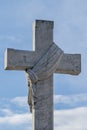 Cross with knotted cloth on Cemetery Royalty Free Stock Photo