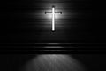 Cross with light shafts. Faith symbol.abstract light of cross religion symbol.cross at the church. Royalty Free Stock Photo