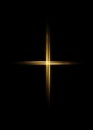 Cross of light, shiny Cross with golden frame symbol of christianity. Symbol of hope and faith. Vector illustration isolated