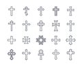 Cross linear vector icons set Royalty Free Stock Photo
