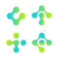Cross logo set. Soft rounded plus shape. Pharmacy symbol. Vector illustration on white background.