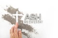 Cross made of ashes, Ash Wednesday, Lent season abstract background. Royalty Free Stock Photo