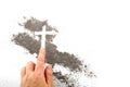 Cross made of ashes, Ash Wednesday, Lent season abstract background. Royalty Free Stock Photo