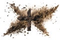 Cross made of ashes, Ash Wednesday, Lent season vintage abstract background Cross Made up of Ash isolated on white background